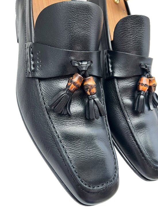 $1090 Gucci Mens Bamboo Tassel Dress Shoes Black Loafers US 10.5 / UK 10 / EU 44 main image 7
